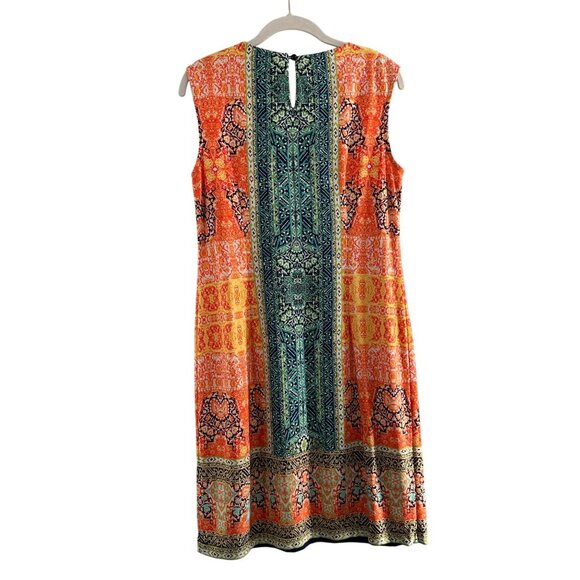 Sandra Darren Sleeveless Multicolor Paisley 6 Shift Dress Beaded Collar Egyptian - Picture 6 of 9